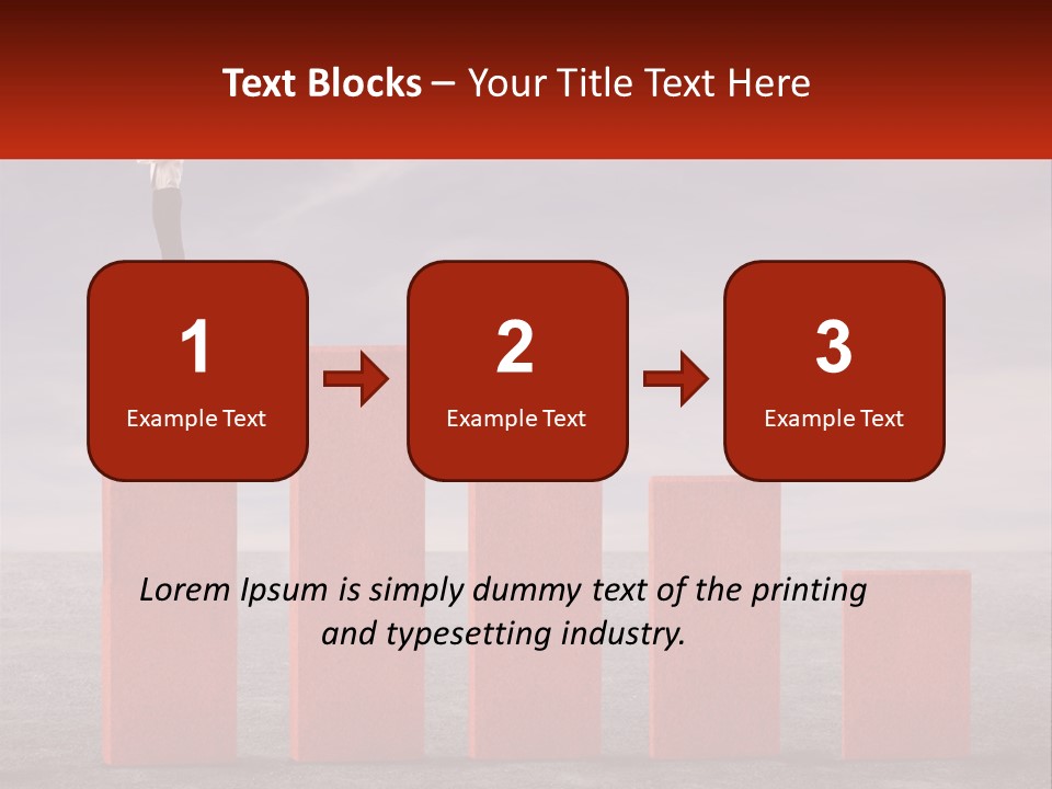 A Man Standing On Top Of A Red Bar Chart PowerPoint Template