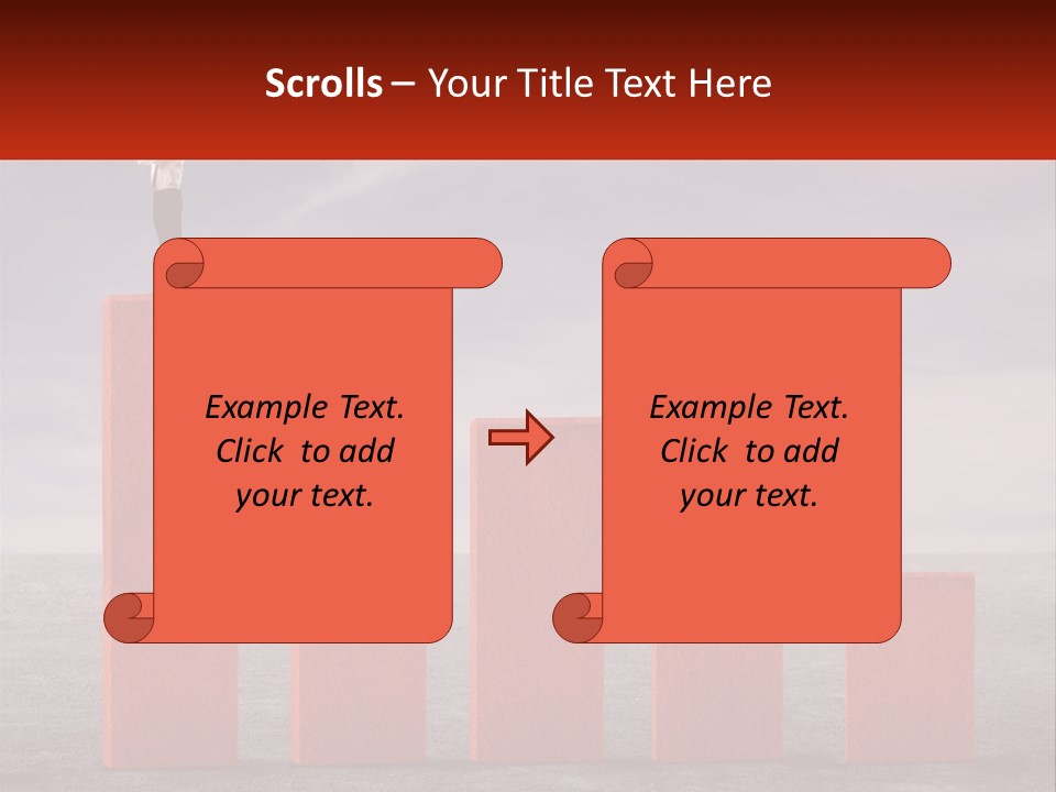 A Man Standing On Top Of A Red Bar Chart PowerPoint Template