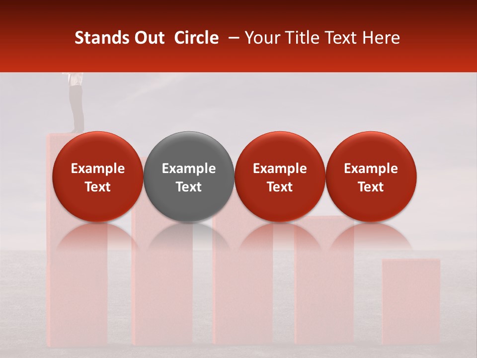 A Man Standing On Top Of A Red Bar Chart PowerPoint Template