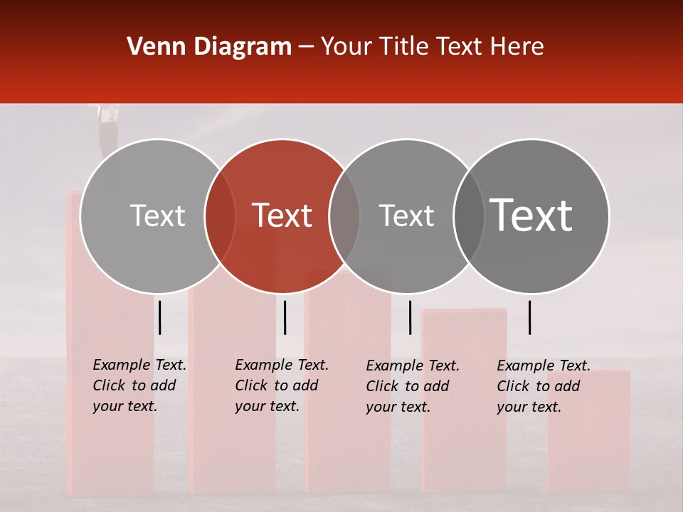 A Man Standing On Top Of A Red Bar Chart PowerPoint Template