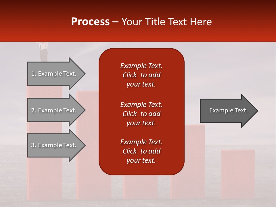 A Man Standing On Top Of A Red Bar Chart PowerPoint Template
