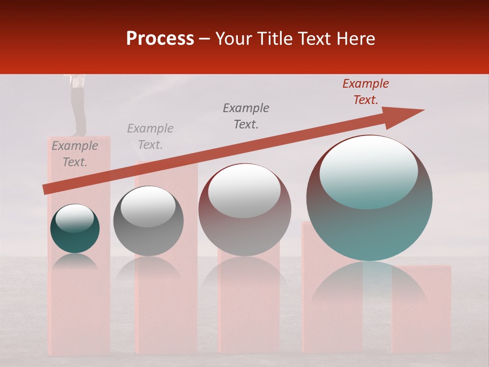 A Man Standing On Top Of A Red Bar Chart PowerPoint Template