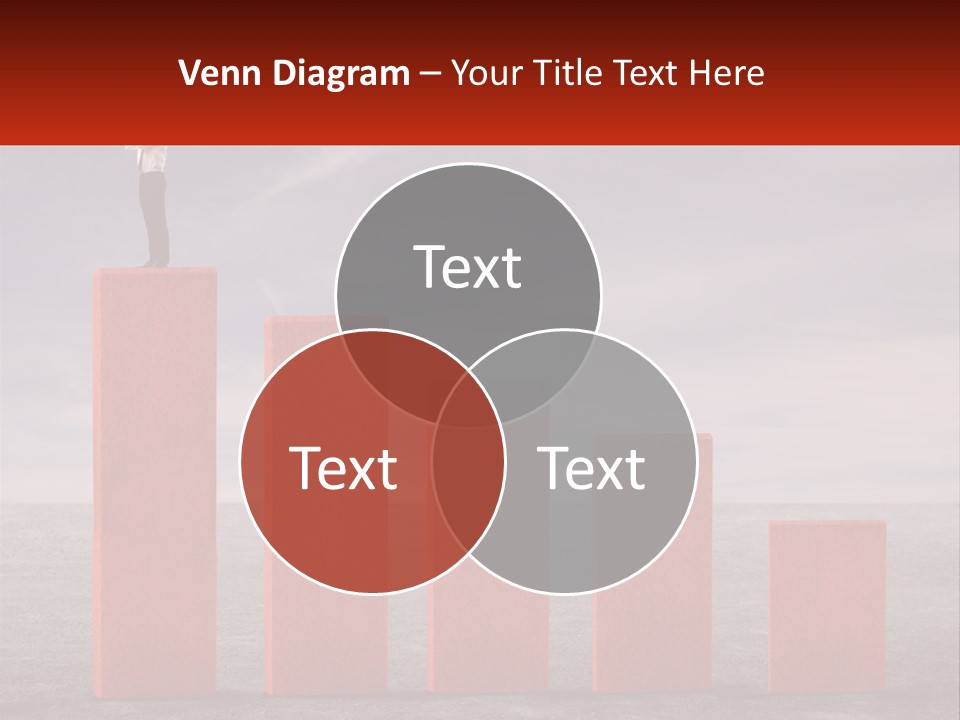 A Man Standing On Top Of A Red Bar Chart PowerPoint Template