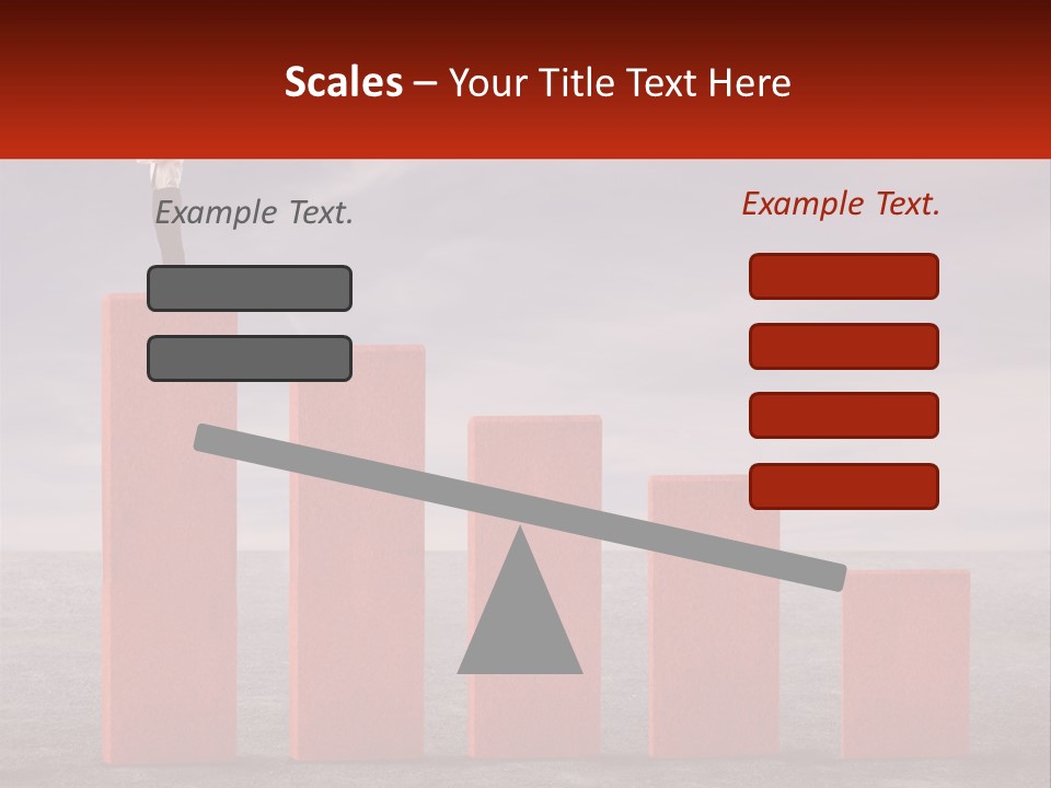 A Man Standing On Top Of A Red Bar Chart PowerPoint Template