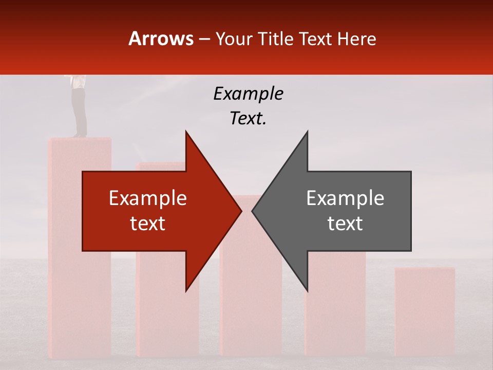 A Man Standing On Top Of A Red Bar Chart PowerPoint Template
