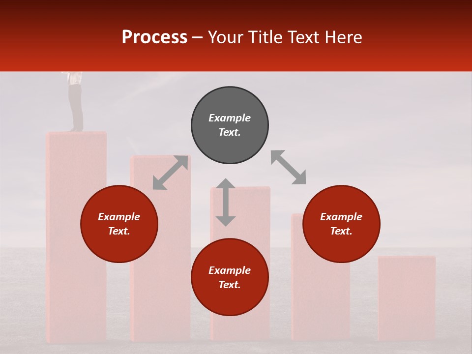A Man Standing On Top Of A Red Bar Chart PowerPoint Template