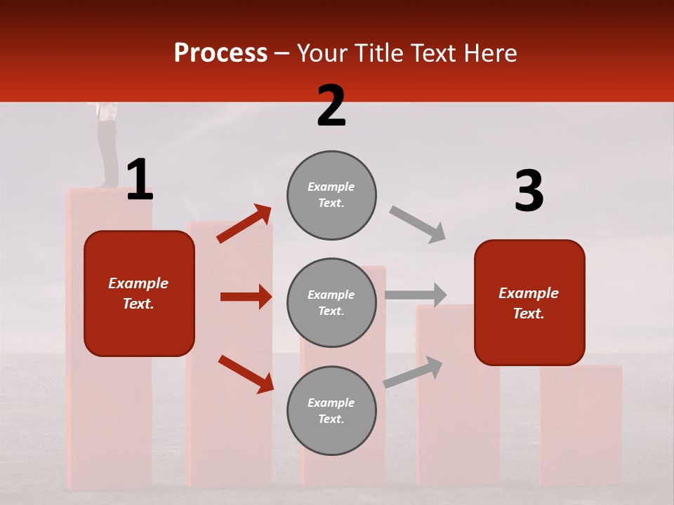 A Man Standing On Top Of A Red Bar Chart PowerPoint Template
