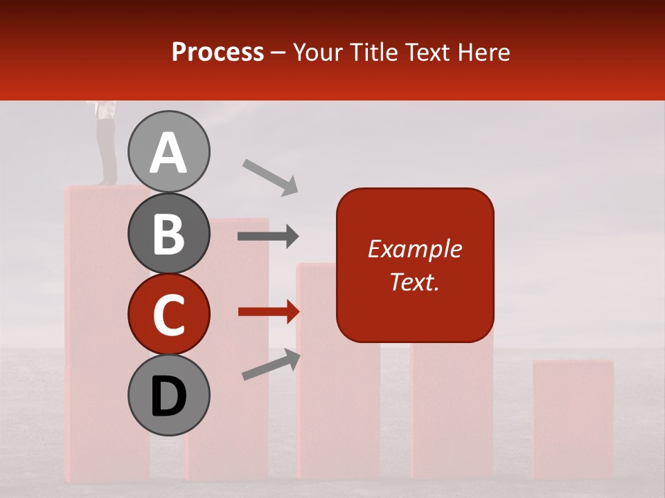 A Man Standing On Top Of A Red Bar Chart PowerPoint Template