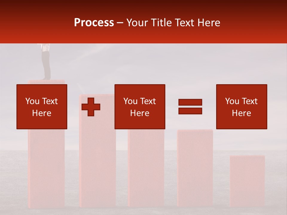 A Man Standing On Top Of A Red Bar Chart PowerPoint Template