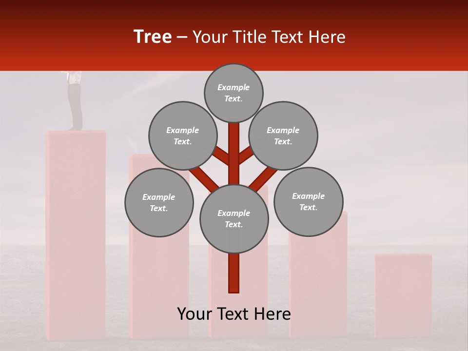 A Man Standing On Top Of A Red Bar Chart PowerPoint Template