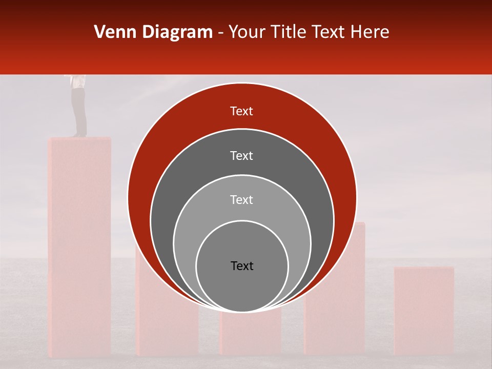 A Man Standing On Top Of A Red Bar Chart PowerPoint Template