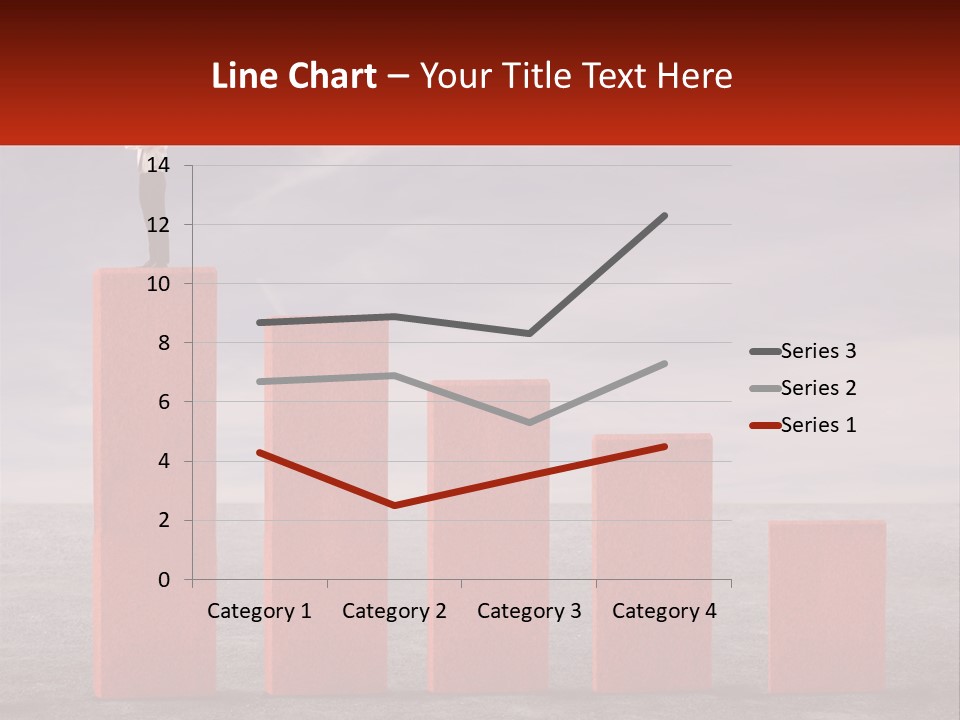 A Man Standing On Top Of A Red Bar Chart PowerPoint Template