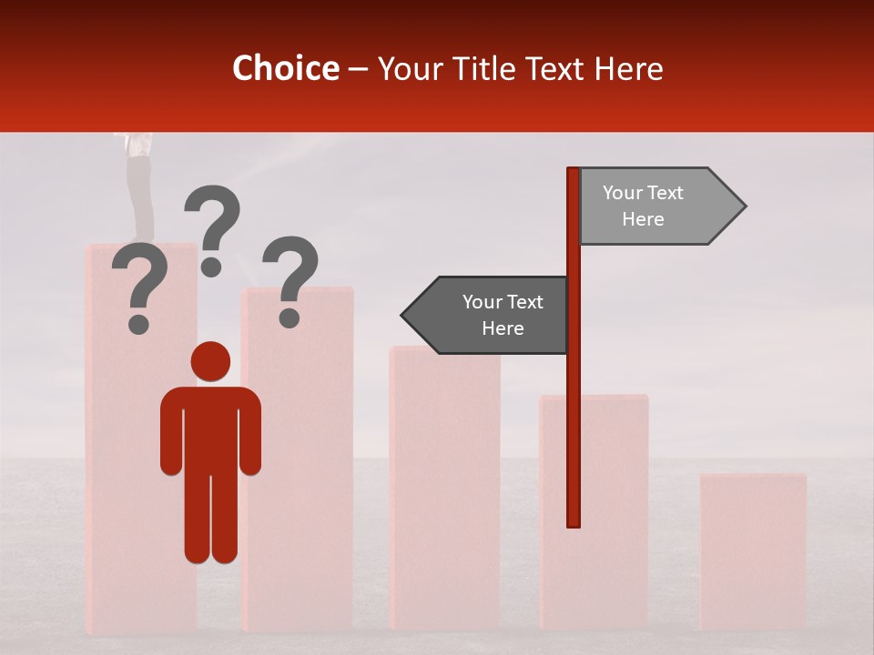 A Man Standing On Top Of A Red Bar Chart PowerPoint Template
