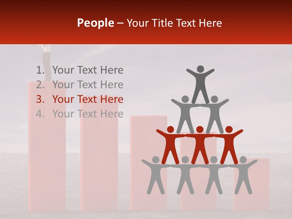 A Man Standing On Top Of A Red Bar Chart PowerPoint Template