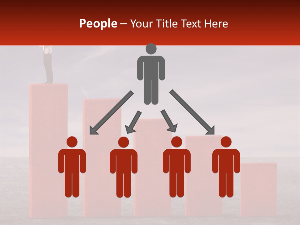 A Man Standing On Top Of A Red Bar Chart PowerPoint Template