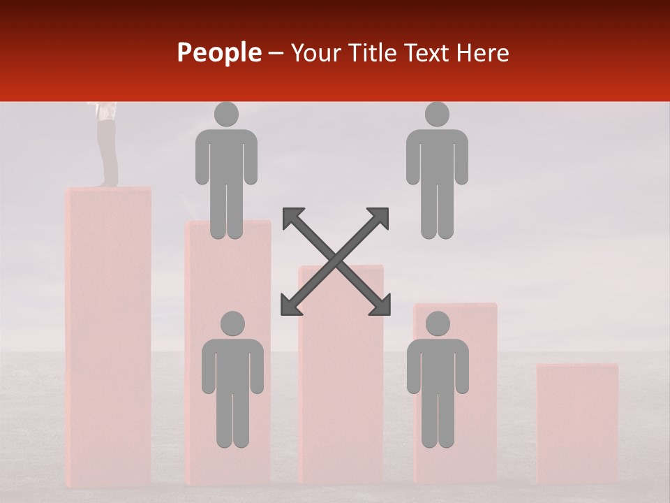 A Man Standing On Top Of A Red Bar Chart PowerPoint Template