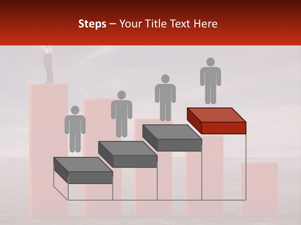 A Man Standing On Top Of A Red Bar Chart PowerPoint Template