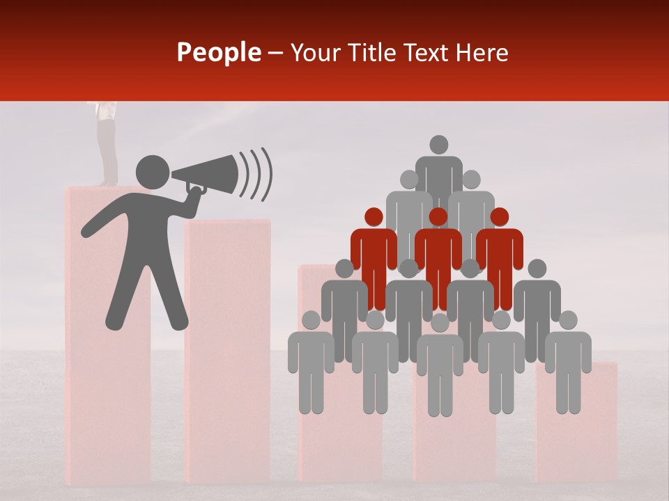 A Man Standing On Top Of A Red Bar Chart PowerPoint Template