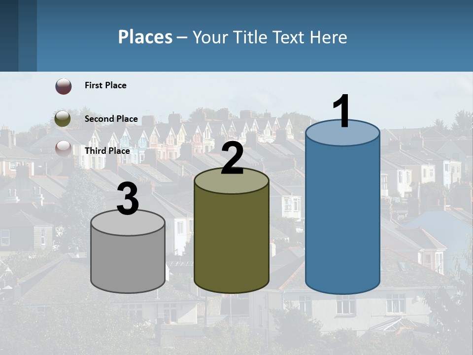 A Large Group Of Houses With A Blue Sign In Front Of Them PowerPoint Template