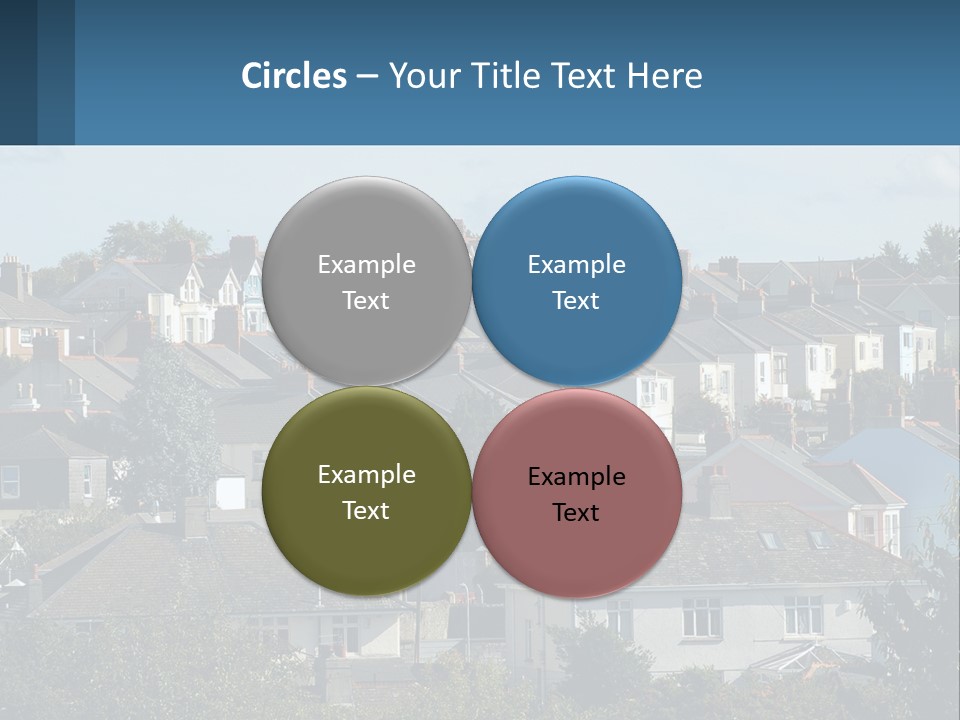 A Large Group Of Houses With A Blue Sign In Front Of Them PowerPoint Template