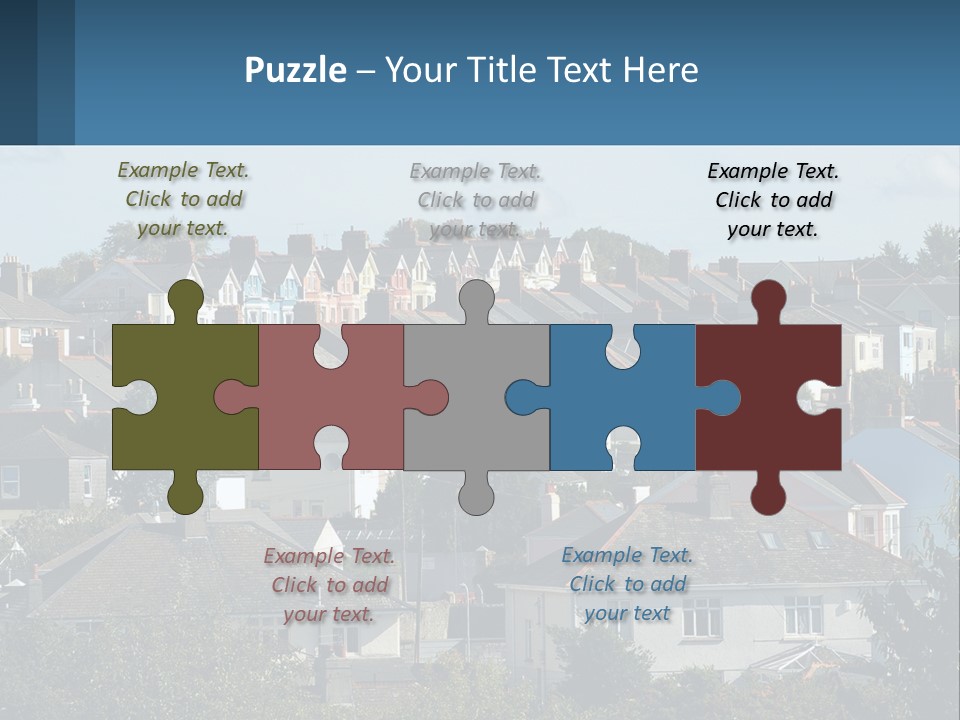 A Large Group Of Houses With A Blue Sign In Front Of Them PowerPoint Template