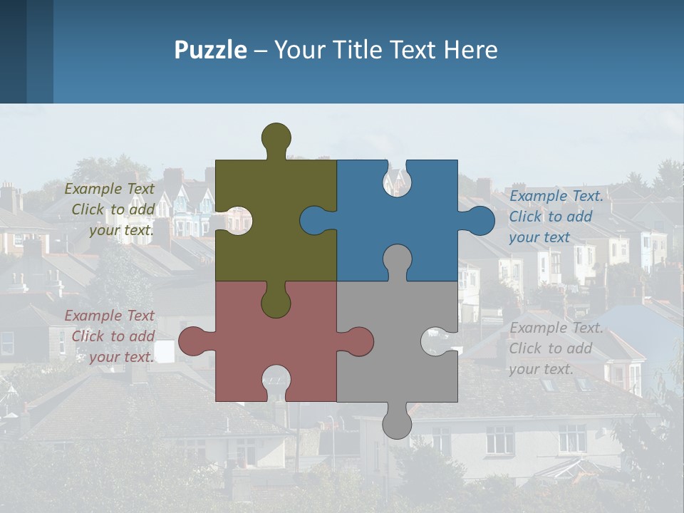 A Large Group Of Houses With A Blue Sign In Front Of Them PowerPoint Template