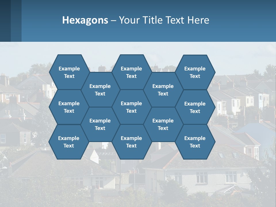 A Large Group Of Houses With A Blue Sign In Front Of Them PowerPoint Template