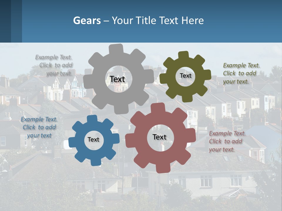 A Large Group Of Houses With A Blue Sign In Front Of Them PowerPoint Template