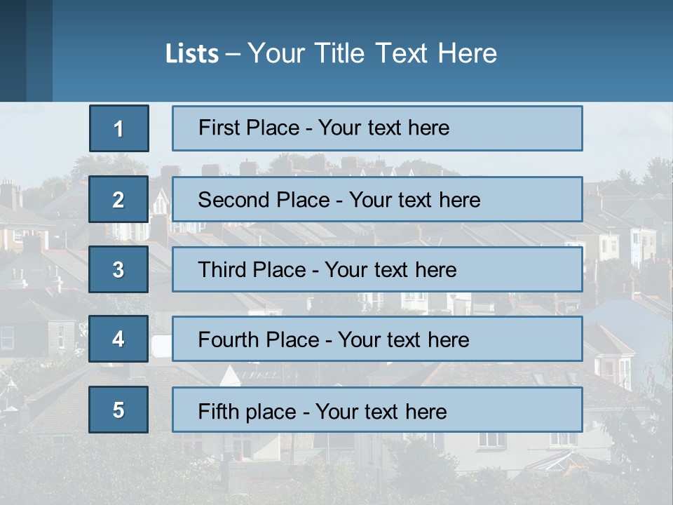 A Large Group Of Houses With A Blue Sign In Front Of Them PowerPoint Template