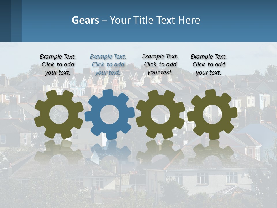 A Large Group Of Houses With A Blue Sign In Front Of Them PowerPoint Template