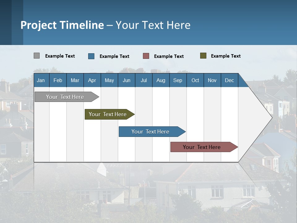 A Large Group Of Houses With A Blue Sign In Front Of Them PowerPoint Template
