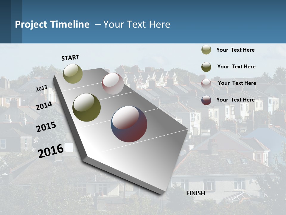 A Large Group Of Houses With A Blue Sign In Front Of Them PowerPoint Template