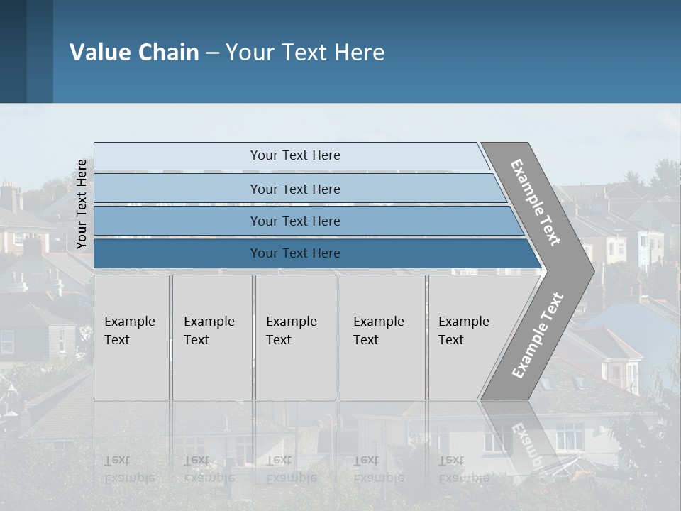A Large Group Of Houses With A Blue Sign In Front Of Them PowerPoint Template
