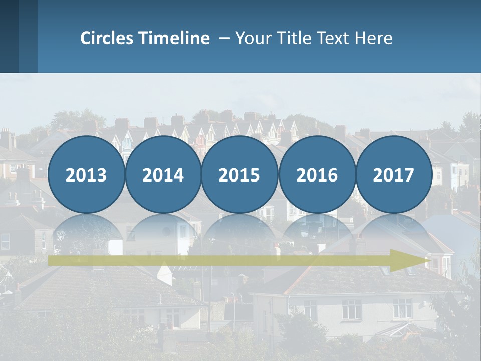 A Large Group Of Houses With A Blue Sign In Front Of Them PowerPoint Template