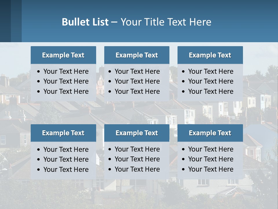 A Large Group Of Houses With A Blue Sign In Front Of Them PowerPoint Template