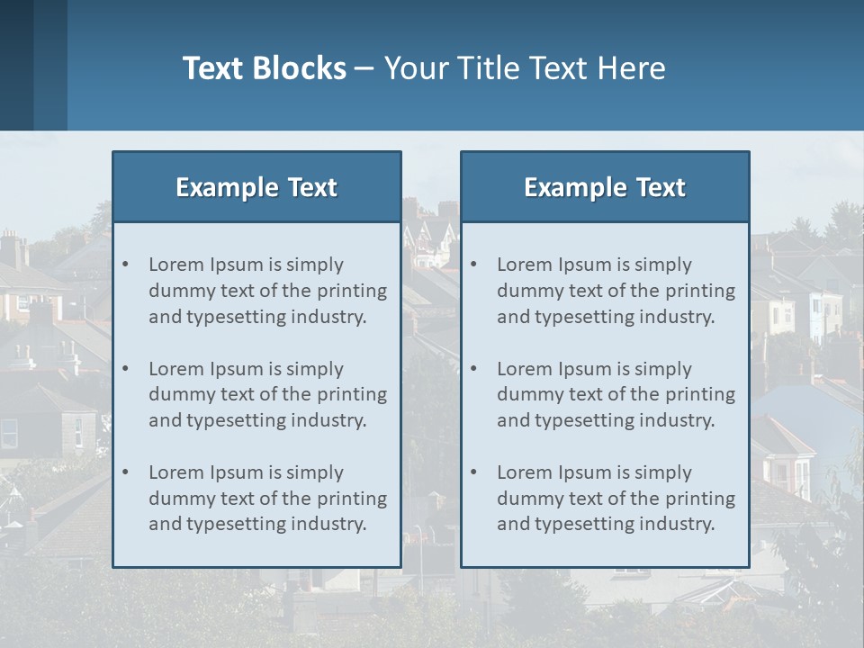 A Large Group Of Houses With A Blue Sign In Front Of Them PowerPoint Template