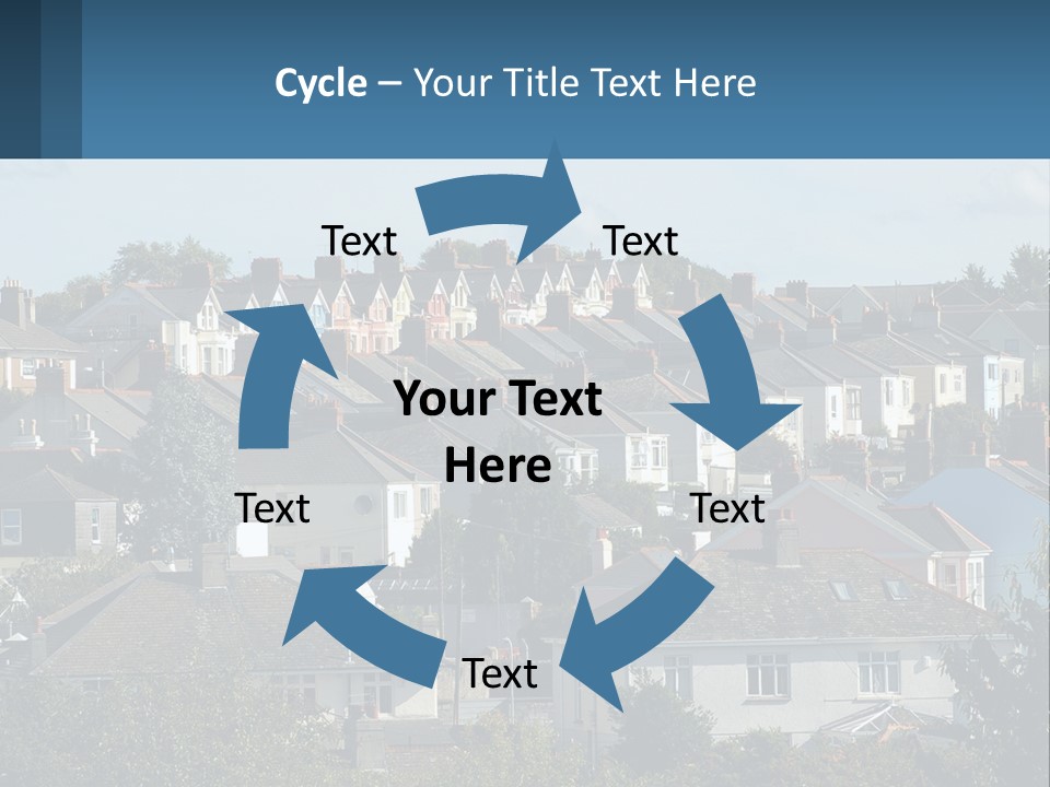 A Large Group Of Houses With A Blue Sign In Front Of Them PowerPoint Template