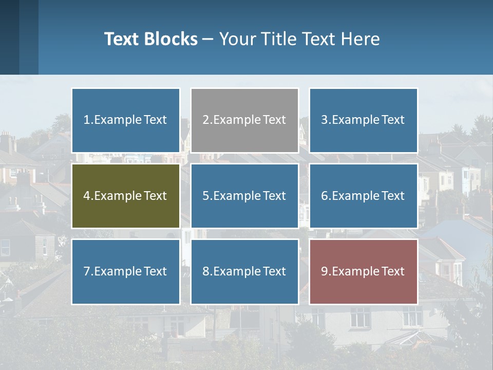 A Large Group Of Houses With A Blue Sign In Front Of Them PowerPoint Template