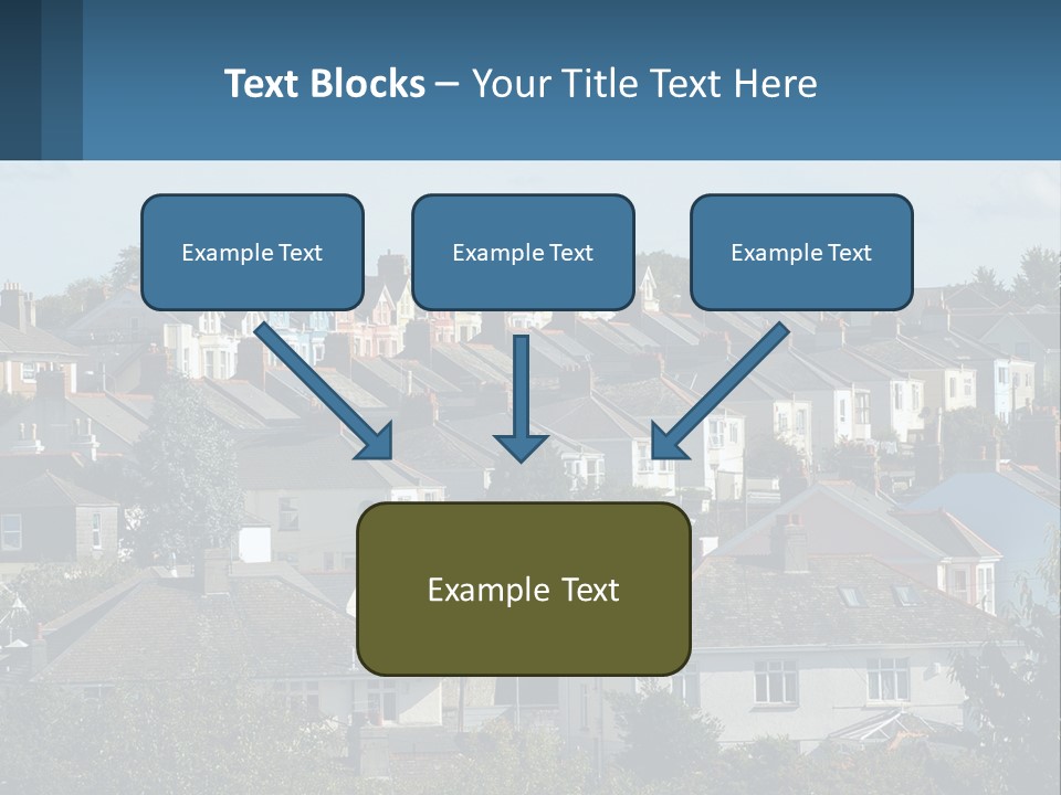 A Large Group Of Houses With A Blue Sign In Front Of Them PowerPoint Template