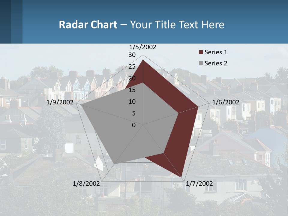 A Large Group Of Houses With A Blue Sign In Front Of Them PowerPoint Template