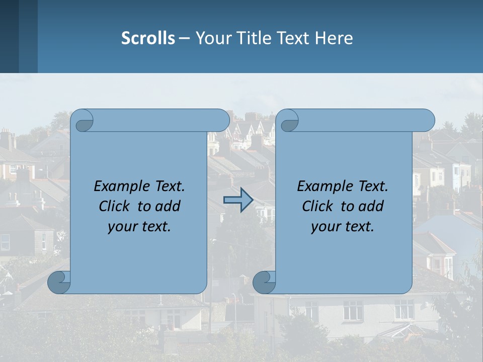 A Large Group Of Houses With A Blue Sign In Front Of Them PowerPoint Template