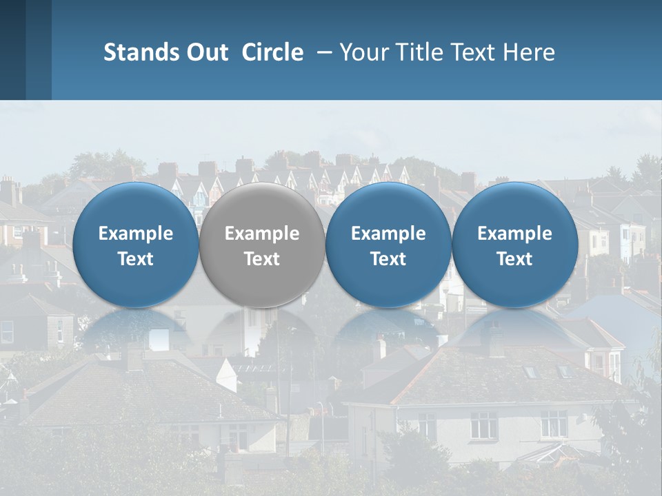 A Large Group Of Houses With A Blue Sign In Front Of Them PowerPoint Template