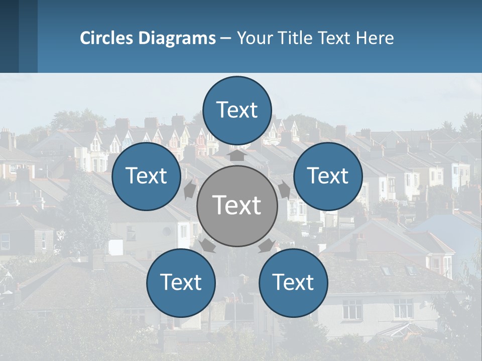 A Large Group Of Houses With A Blue Sign In Front Of Them PowerPoint Template