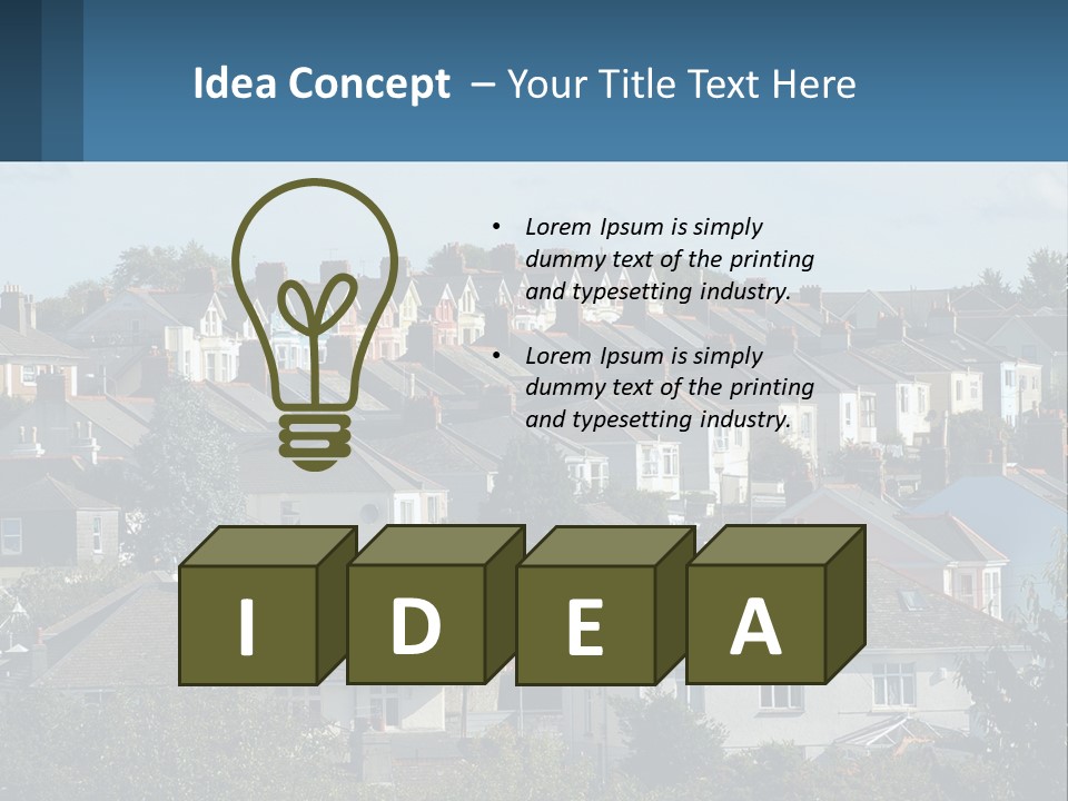 A Large Group Of Houses With A Blue Sign In Front Of Them PowerPoint Template