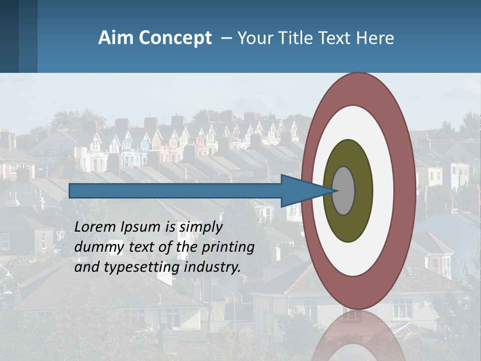 A Large Group Of Houses With A Blue Sign In Front Of Them PowerPoint Template