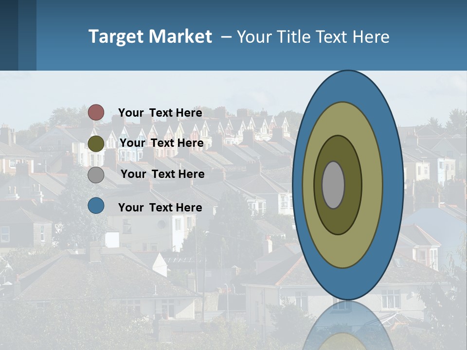 A Large Group Of Houses With A Blue Sign In Front Of Them PowerPoint Template