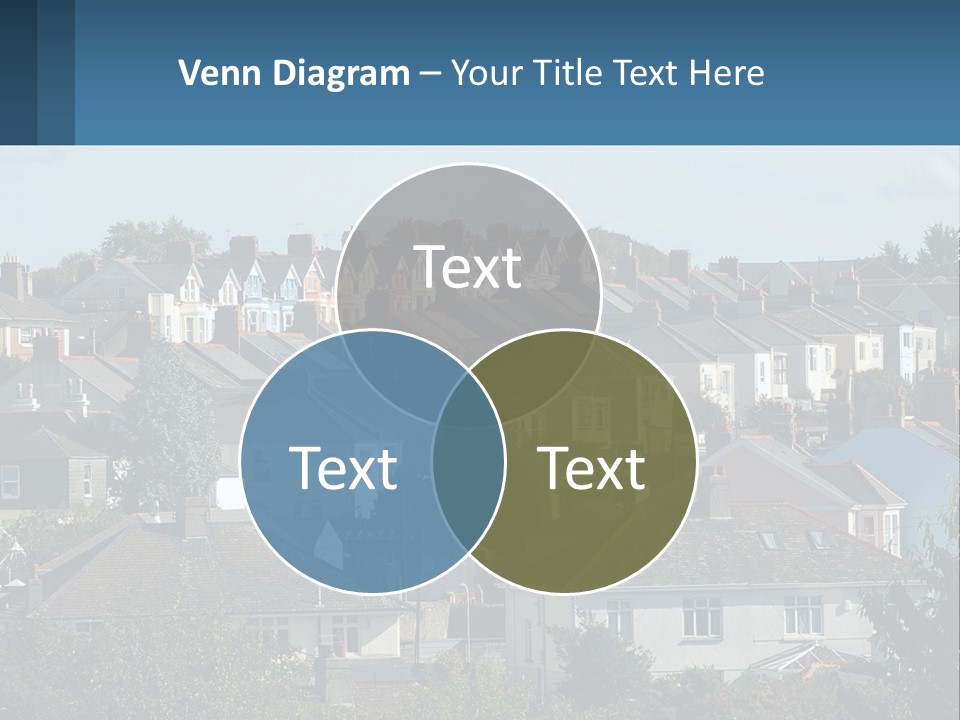 A Large Group Of Houses With A Blue Sign In Front Of Them PowerPoint Template