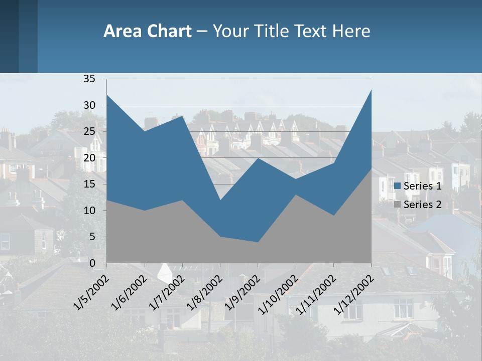 A Large Group Of Houses With A Blue Sign In Front Of Them PowerPoint Template