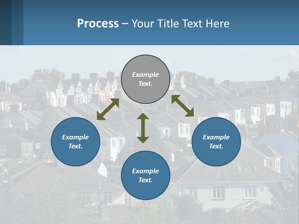 A Large Group Of Houses With A Blue Sign In Front Of Them PowerPoint Template