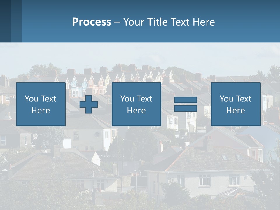 A Large Group Of Houses With A Blue Sign In Front Of Them PowerPoint Template